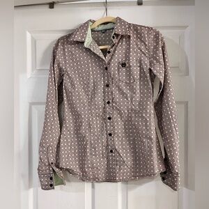 Cinch Women cotton button-down western shirt red medallion print green contrast